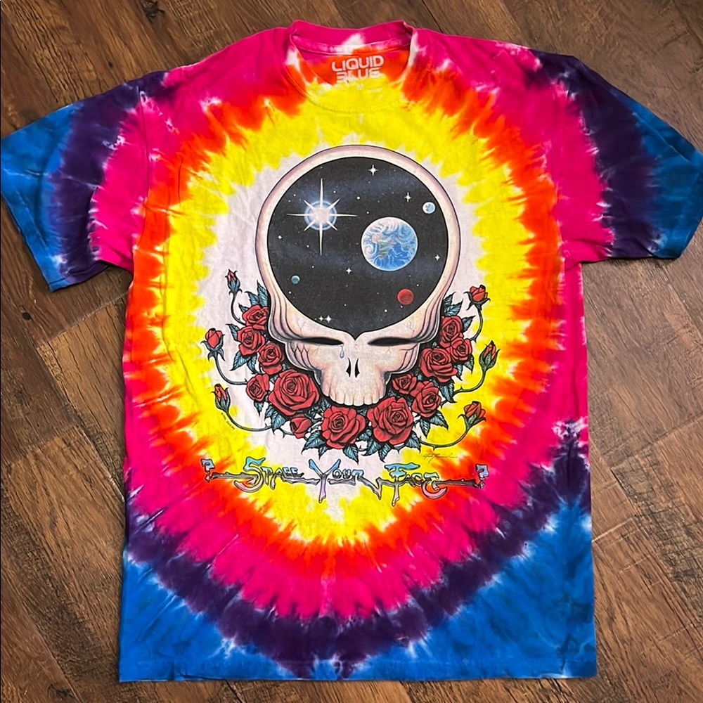 Grateful Dead Space your Face Liquid Blue Tie Dye T-Shirt